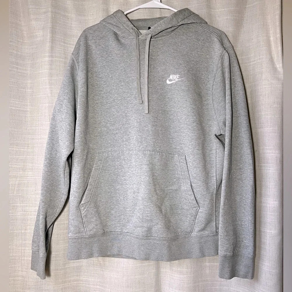 Nike | Grey Hoodie with Nike Logo Embroidered into Breast | Unisex Size Large